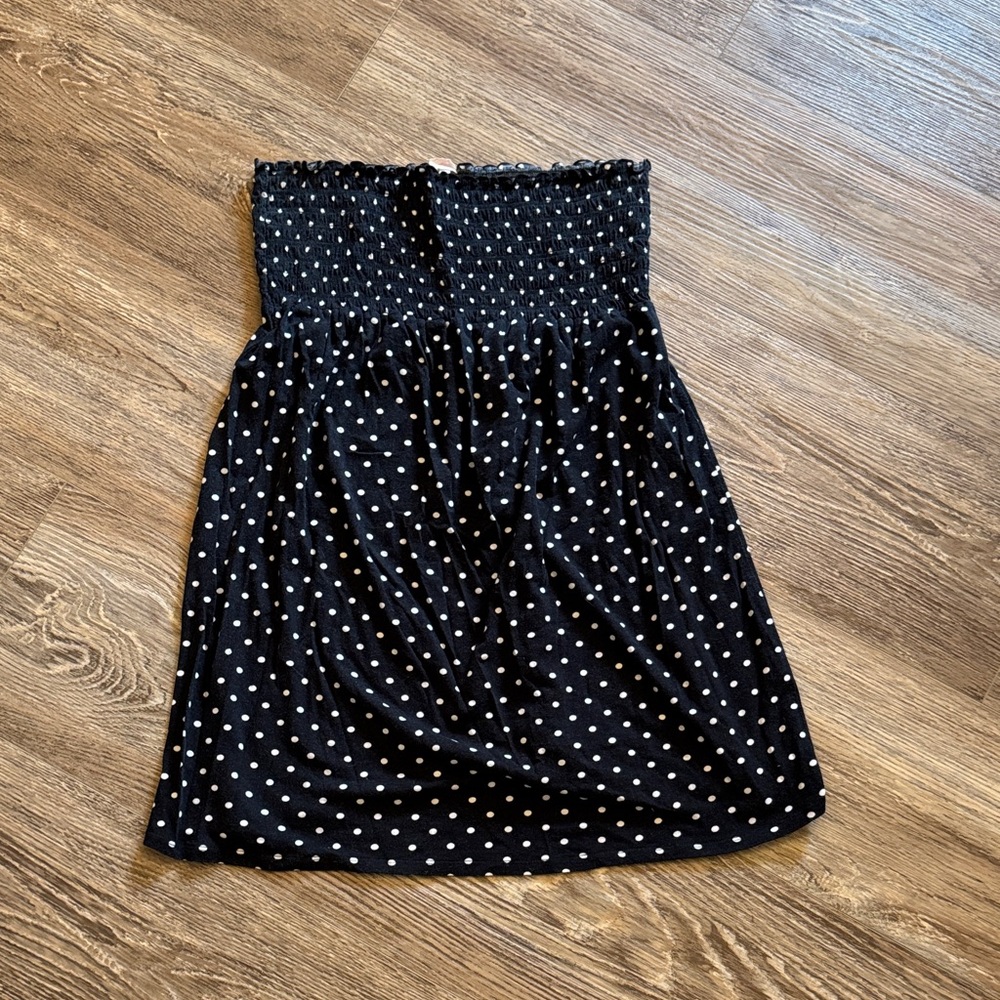 Black and White Polka Dot Strapless Coverup